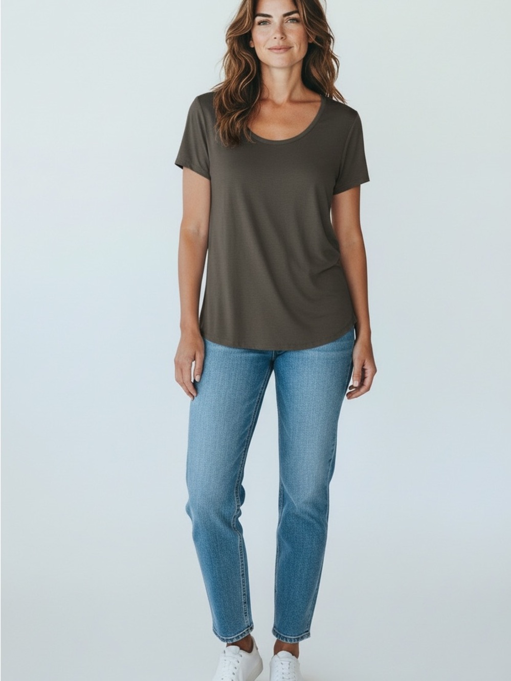 Women's J Crew Dark Gray Relaxed Fit Scoop Neck T-Shirt Size Small